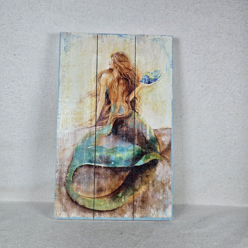 Hobby Lobby Mermaid Wooden Wall Sign 19" x 12"